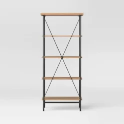 Wood And Metal Media Tower Bookcase Natural - Room Essentials™ -Room Essentials GUEST 0e7a47c1 ec4f 45c2 9c9b 1d913211ed29