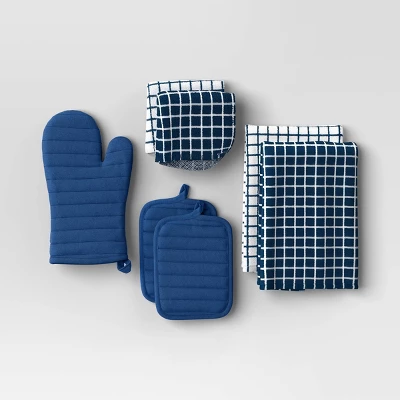 7pc Starter Kitchen Textile Set Dark Blue - Room Essentials™: Dish Towels, Hot Pads & Oven Mitts, Pot Holders, Kitchen Towels 4 7pc Starter Kitchen Textile Set Dark Blue - Room Essentials™: Dish Towels, Hot Pads & Oven Mitts, Pot Holders, Kitchen Towels - Image 4