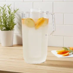 2.4L Plastic Pitcher - Room Essentials™: Clear Drink Server, Dishwasher-Safe, Cold Beverages, 9.5" Height
