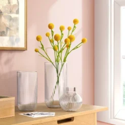 3pc Vase Set Ribbed Glass - Room Essentials™