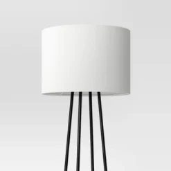 Floor Lamp With Shelves - Room Essentials™: Black Metal, Linen Shade, ETL Listed, 62" Height -Room Essentials GUEST 3199757b 4951 44d0 87c9 0ab6420bf0ee