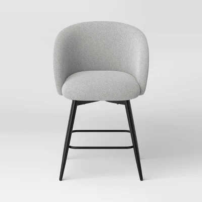 Set Of 2 Barrel Back Counter Stools With Metal Base Counter Stool Gray - Room Essentials™ 2 Set Of 2 Barrel Back Counter Stools With Metal Base Counter Stool Gray - Room Essentials™ - Image 2