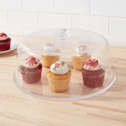 12" Plastic Cake Tray With Lid - Room Essentials™: Round Dessert & Bakery Tray, Dishwasher-Safe, Clear