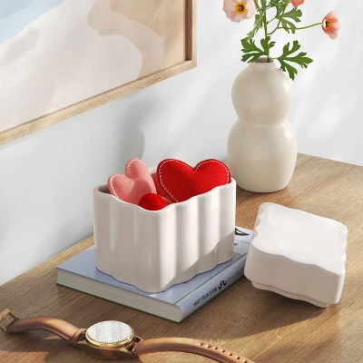 Scalloped Lidded Box White - Room Essentials™ 1 Scalloped Lidded Box White - Room Essentials™