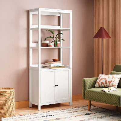 72" Bookcase Traditional With Three Open Shelves And Cabinet Classic White - Room Essentials™ 1 72" Bookcase Traditional With Three Open Shelves And Cabinet Classic White - Room Essentials™