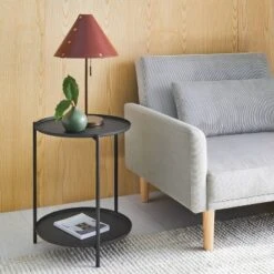 Metal Small Side Table With Shelf Black - Room Essentials™