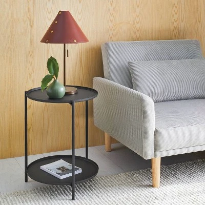 Metal Small Side Table With Shelf Black - Room Essentials™ 1 Metal Small Side Table With Shelf Black - Room Essentials™