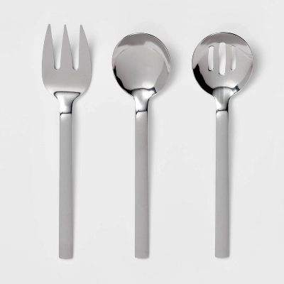 3pc Squared Straight Serving Set - Room Essentials™: Stainless Steel Utensils, Serving Fork & Spoons, Dishwasher-Safe 3 3pc Squared Straight Serving Set - Room Essentials™: Stainless Steel Utensils, Serving Fork & Spoons, Dishwasher-Safe - Image 3