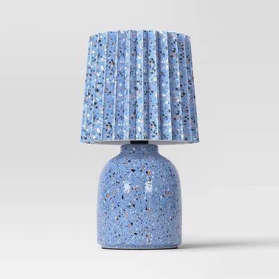 Mini Printed Ceramic Base Table Lamp With Printed Pleated Shade - Room Essentials™ 1 Mini Printed Ceramic Base Table Lamp With Printed Pleated Shade - Room Essentials™