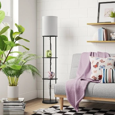 Shelf Floor Lamp Black (Includes LED Light Bulb) - Room Essentials™ 2 Shelf Floor Lamp Black (Includes LED Light Bulb) - Room Essentials™ - Image 2