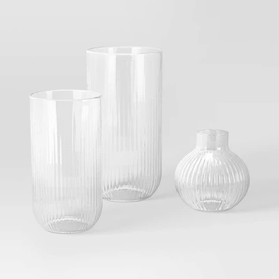 3pc Vase Set Ribbed Glass - Room Essentials™ 4 3pc Vase Set Ribbed Glass - Room Essentials™ - Image 4