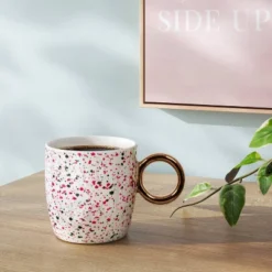 13oz Stoneware Spatter Print Mug Ruby Pink - Room Essentials™