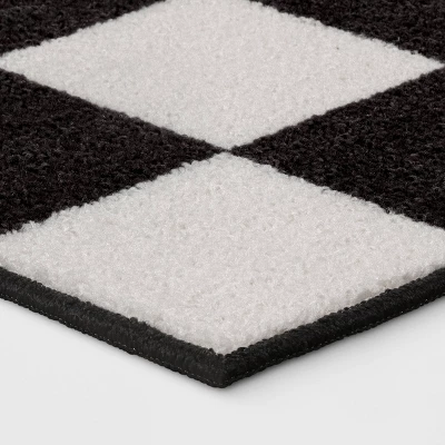 4'x5'5" Small Checker Rug Charcoal And Ivory - Room Essentials™ 2 4'x5'5" Small Checker Rug Charcoal And Ivory - Room Essentials™ - Image 2
