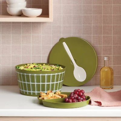 Serve Bowl With Lid And Utensil Green - Room Essentials™ 1 Serve Bowl With Lid And Utensil Green - Room Essentials™