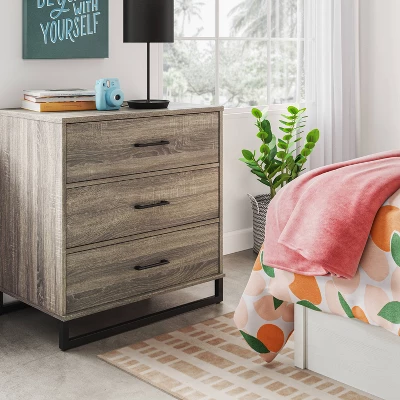 Mixed Material 3 Drawer Dresser - Room Essentials™ 1 Mixed Material 3 Drawer Dresser - Room Essentials™