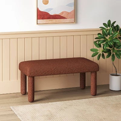 Upholstered Bench Rust Boucle - Room Essentials™ 1 Upholstered Bench Rust Boucle - Room Essentials™
