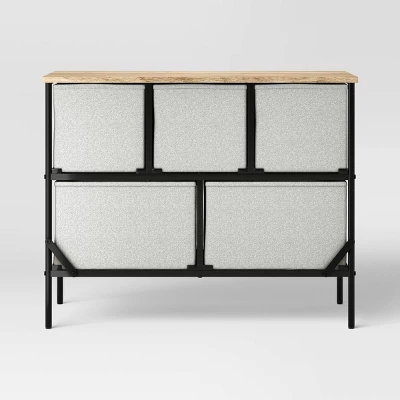 36" Wide Fabric Bin 5 Dresser Black Frame - Room Essentials™ 3 36" Wide Fabric Bin 5 Dresser Black Frame - Room Essentials™ - Image 3