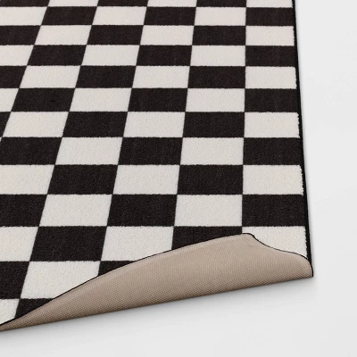 4'x5'5" Small Checker Rug Charcoal And Ivory - Room Essentials™ 3 4'x5'5" Small Checker Rug Charcoal And Ivory - Room Essentials™ - Image 3