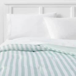 Microfiber Reversible Stripe Comforter Mint Green - Room Essentials™ -Room Essentials GUEST cd174111 defd 4397 bcf3 048fba4ec0a1