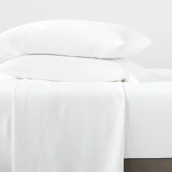 Room Essentials 31 Full Garment Washed Microfiber Solid Sheet Set White - Room Essentials™