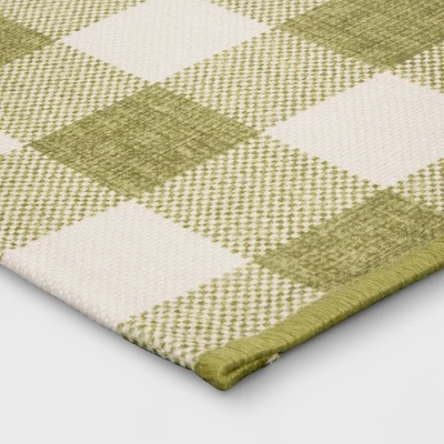 2'x3' Washable Plaid Gingham Harvest Scatter Woven Accent Rug Green - Room Essentials™ 2 2'x3' Washable Plaid Gingham Harvest Scatter Woven Accent Rug Green - Room Essentials™ - Image 2