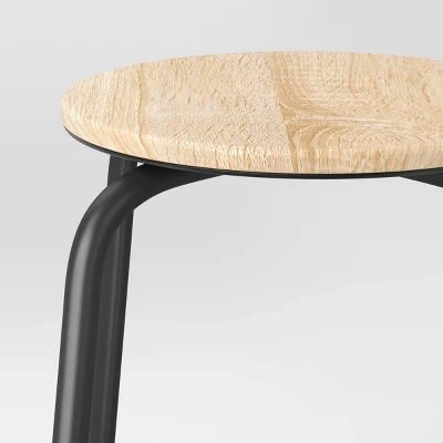 Set Of 2 24" Wood With And Metal Base Backless Counter Height Barstool Stool Natural - Room Essentials™ 4 Set Of 2 24" Wood With And Metal Base Backless Counter Height Barstool Stool Natural - Room Essentials™ - Image 4