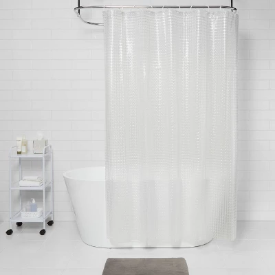 Cubic Shower Curtain Clear - Room Essentials™: PEVA Bathroom Liner, Molded, PVC-Free, Waterproof 3 Cubic Shower Curtain Clear - Room Essentials™: PEVA Bathroom Liner, Molded, PVC-Free, Waterproof - Image 3