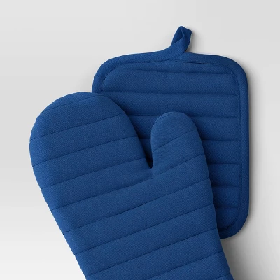 7pc Starter Kitchen Textile Set Dark Blue - Room Essentials™: Dish Towels, Hot Pads & Oven Mitts, Pot Holders, Kitchen Towels 2 7pc Starter Kitchen Textile Set Dark Blue - Room Essentials™: Dish Towels, Hot Pads & Oven Mitts, Pot Holders, Kitchen Towels - Image 2