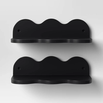 12" Wavy Wall Shelf 2pk Black - Room Essentials™ 2 12" Wavy Wall Shelf 2pk Black - Room Essentials™ - Image 2